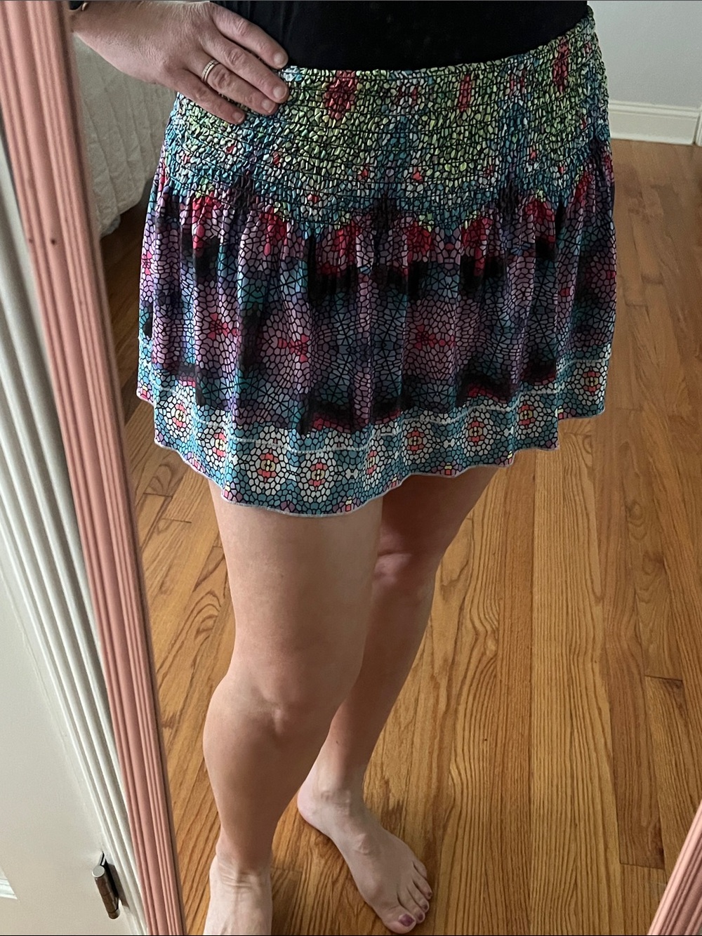 Lucky In Love Prisma Smocked skirt kaleidoscope print - large